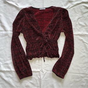 Zara red and black leopard print longsleeve